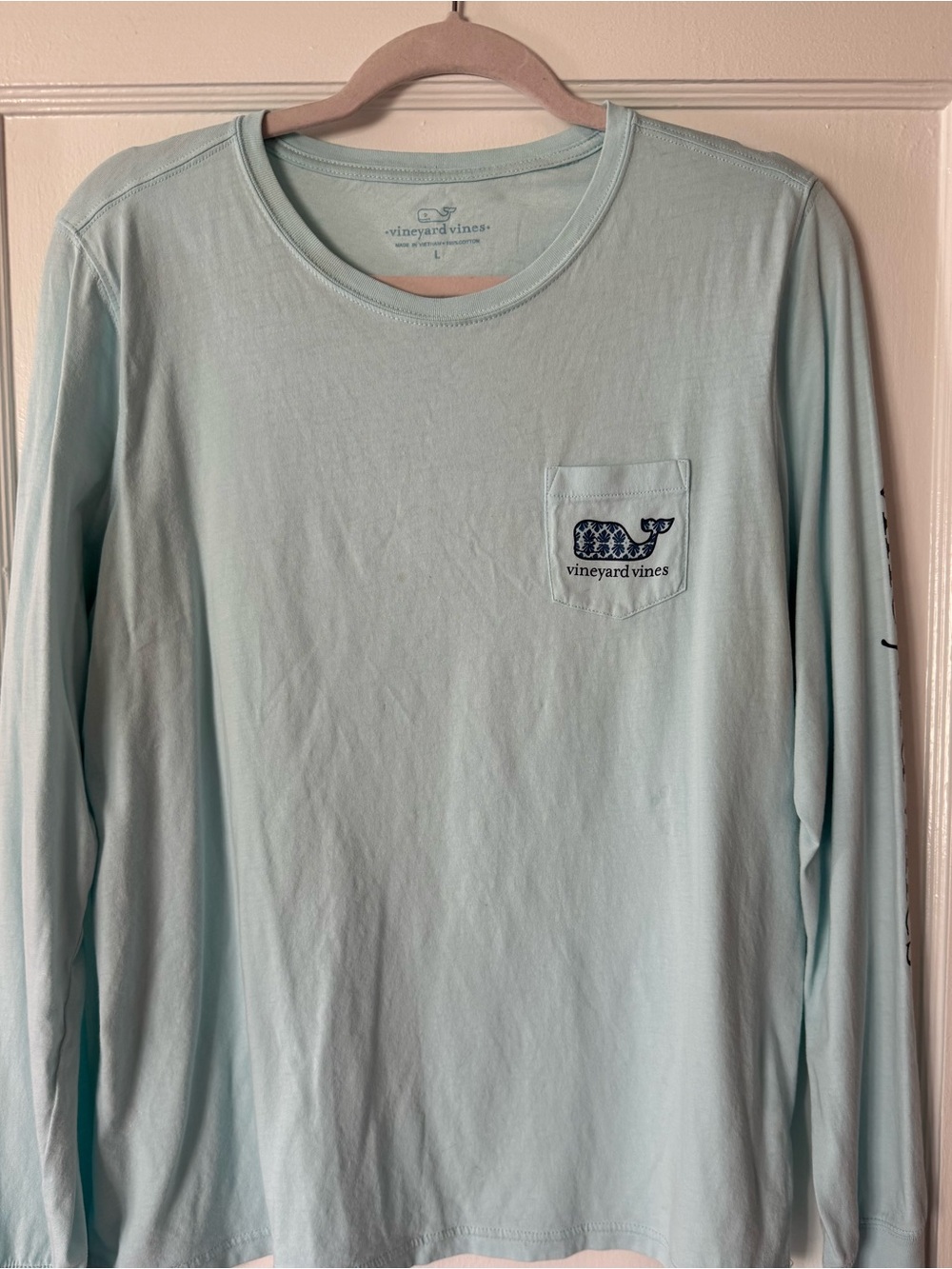Vineyard Vines Women’s Long-Sleeve Pocket Tee W Logo Soft Mint Green